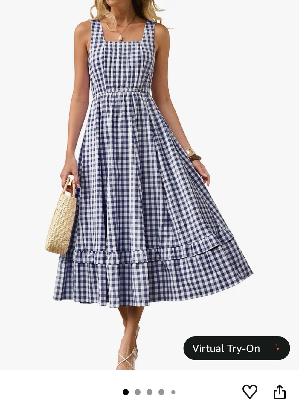 Gingham Sleeveless Women’s Dress - Navy & White
